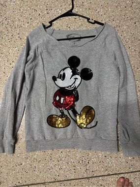 Disney Gray Sequin Mickey Mouse Sweatshirt